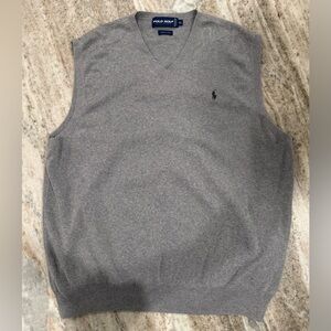 Men’s Ralph Lauren Gray V-Neck Cotton Sweater Vest